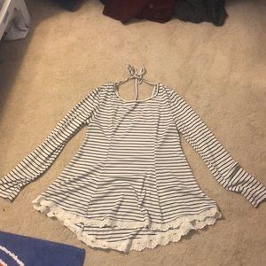 Striped lace shirt